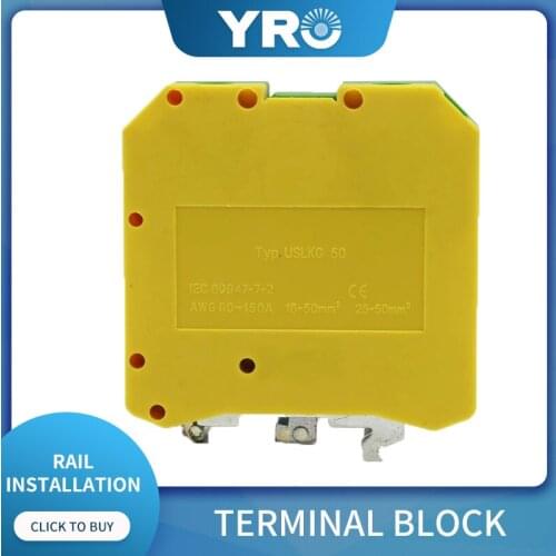 Din Rail Terminal Block USLKG-50N Connector Return Pull Type Spring Connection Screwless Copper Conductor