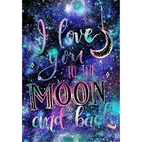DIY Diamond Mosaic I Love You To The Moon Needlework Full Square Diamond Painting Cross Stitch Diamond Crystal Wall Art