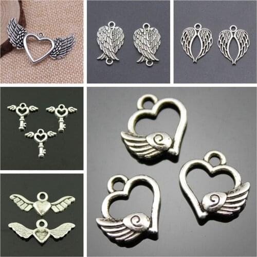 Malzahar Double Sided Angel Wing Charms diy jewelry bracelet charms for jewelry making kit accessories