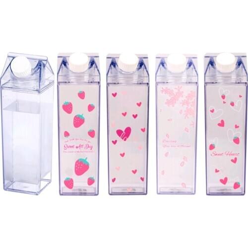 Kitchen Leakproof Milk Carton Water Bottle 500ML Juicing Bottles Plastic Water Bottle Clear Milk Carton Water Bottle Bottle