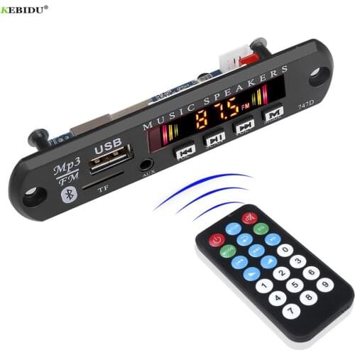 Kebidu Color Screen Bluetooth 5.0 Receiver Car Kit MP3 Player Decoder Board 12V FM Radio TF USB 3.5 Mm AUX Audio For Iphone XS