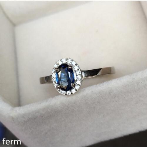 KJJEAXCMY fine jewelry Natural shandong sapphire womens ring of good quality 925 pure silver inlaid ladies