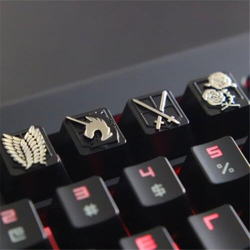 KeyStone Keycap 1 set Attack on Titan theme aluminum alloy metal mechanical keyboards keycaps R4 height for Cherry MX axis