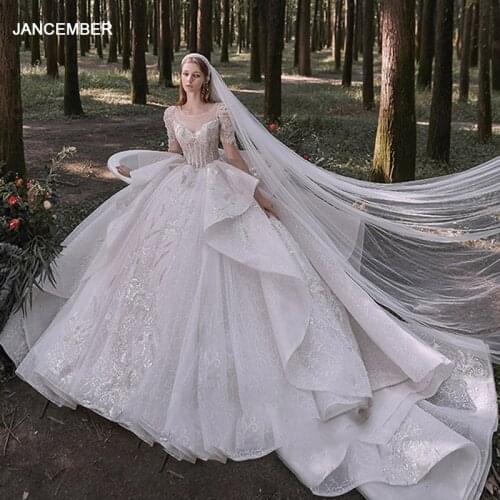 LDR56 Long-sleeved Wedding Dress White Bridal High-end Court Tail 2021 New Womens Applique Printed Gown Robe De Mariée