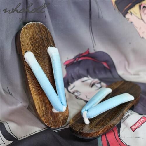 WHOHOLL Geta Summer Women Slippers Japanese Wood Clogs Slipper Indoor Flip-flops For Female Cosplay Shoes Miku Animation