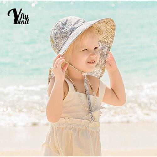 Yundfly Fashion Cartoon Print Toddler Fisherman Caps Children Summer Beach Sunscreen Hat Adjustable Baby Bonnet Kids Accessories