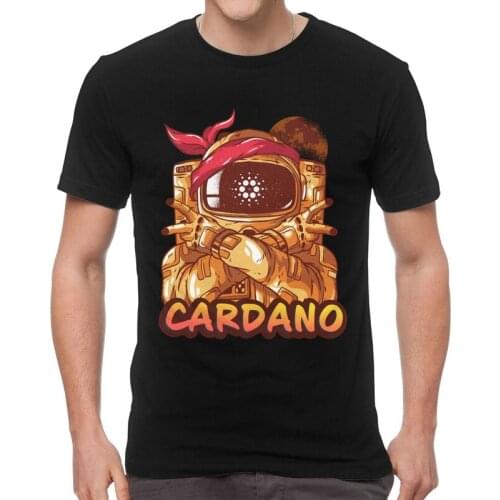 Cardano T Shirt Men Short Sleeve 100% Cotton T-shirt Cryptocurrency and Astronaut Crypto ADA to the Moon Tee Harajuku Tshirts