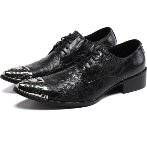 Man Casual Party Wedding Flats Shoes Mens Large Size Lace-Up Pointed Toe Leather Dress Shoes Mens Business Office Oxfords Shoes
