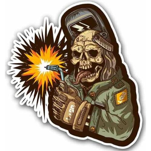 LLY-1804 Personality Car Sticker Zombie Welder Welding Helmet Modeling Decals PVC Auto Waterproof Sunscreen Creative Decal Decor