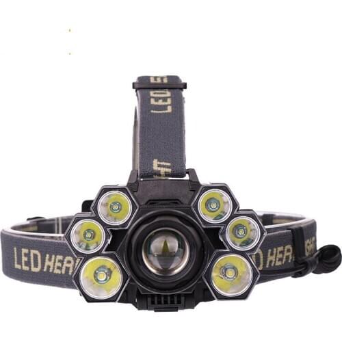 7LED Headlamp Zoom Long Shot Strong Fishing HeadlightMost Powerful USB Rechargeable Waterproof Head Ligh For 18650 Battery