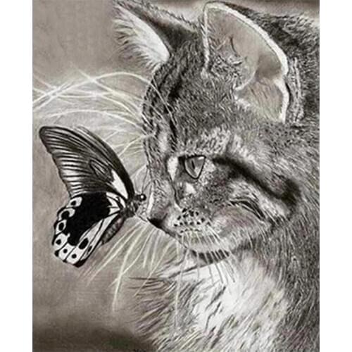 New 5d Diy Diamond Painting butterfly picture of Rhinestones 3d Diamond Embroidery Cat Diamond Mosaic Decor Art Handicraft TY118