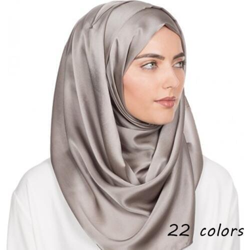 2020 new silk scarf plain maxi hijab scarfs pure elegant muslim hijabs woman scarves and shawls bandana islamtic wrap 1pc