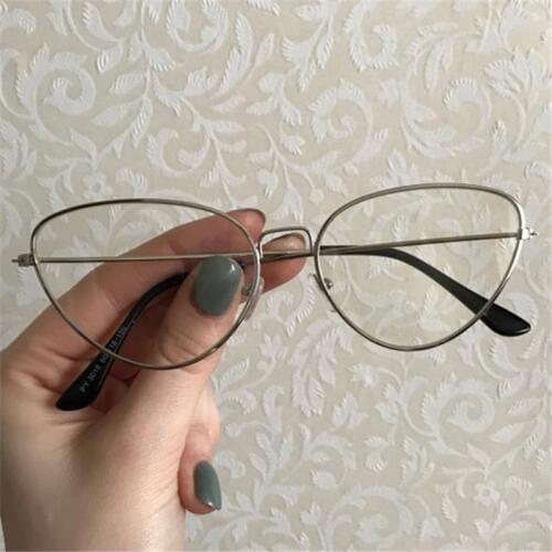 NYWOOH Cat Eye Glasses Frames Women Metal Eyeglasses Frame Men Retro Transparente Optical Spectacles Unisex