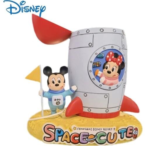 Disney Genuine Space Series Pen Holder Mickey Minnie Mouse Cute Action Figure Model Penholder Toys Kawaii Decor Gifts for Kids