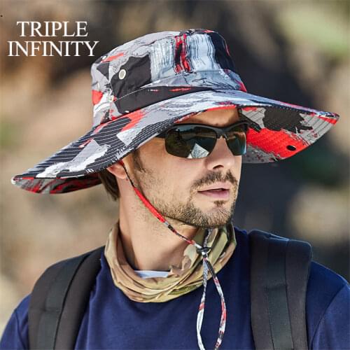 Outdoor Sun-proof Quick Drying Mens Panama Hats Summer Sun Cap For Travel Mountain Hiking Breathable Foldable Large Bucket Hat
