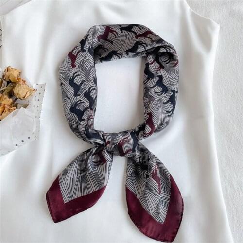 2021 Neck Kerchief Silk Satin Neck Scarf for Women Print Hijab Scarfs Female 70cm*70cmhair Tie Band Wristband Muslim Handscarves