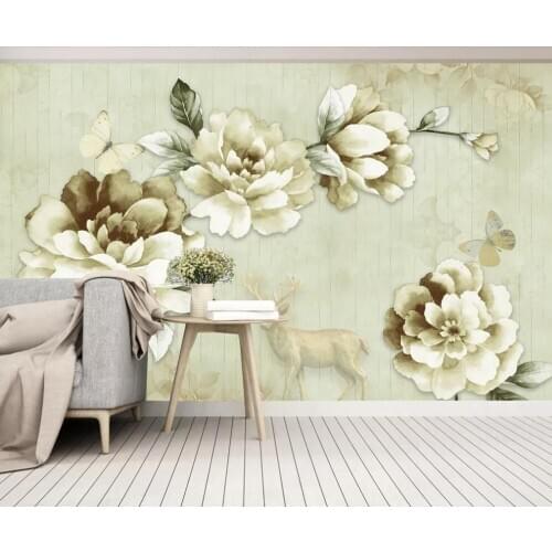 Custom 3D mural wallpaper elegant simple oil painting flower TV sofa bed background wall decorative painting