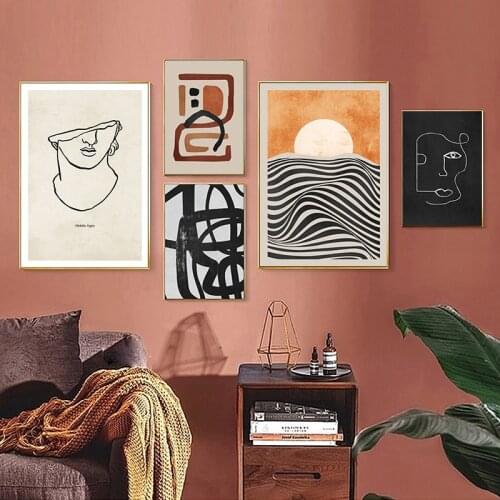 Nordic abstract lines sunset dusk Matisse line figure art poster living room decorative painting picture print wall painting