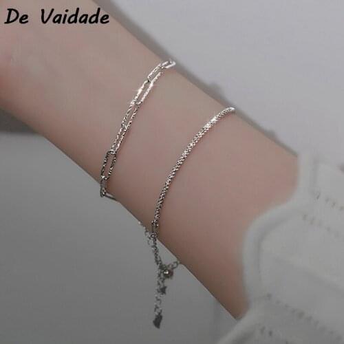 S925 Silvery Fashion Bracelet Necklace Creative Geometry Chain Temperament Minimalist Jewelry For Women Party Best Birthday Gift