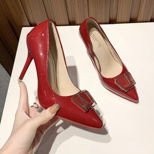 35-45 BIG SIZE Shoes Patent Leather Heels 2021 Fashion Woman Pumps Stiletto Women Shoes Sexy Party Shoes Women High Heels