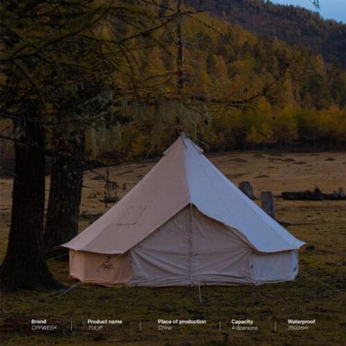Offweek Tulips 7.1/12.5 Glamping Family Camping Rainproof Cotton Tent Luxury Large Space Outdoor Yurt With Footprint