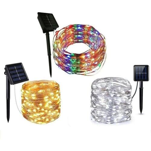 Outdoor Solar String Lights Waterproof 10M 100 LED Copper Wire Light String Solar Powered Patio Light For Garden Party Decor