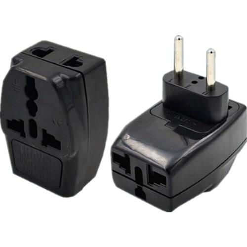 Universal to Europlug EU Travel Adapter 3 Way Multi Outlet Black Color TYPE E F G