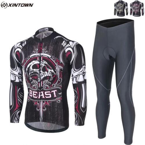 XINTOWN Team Mens Sportswear Maillot Long Sleeve Cycling Jersey Bicycle Shirts Bike MTB Ropa Ciclismo Cycle Clothing Pants Sets