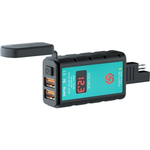 Motorcycle Charger SAE to USB Charger with Voltmeter On/Off Switch Support QC3.0 PPS DCP FCP SCP AFC MTK PE For iPhone Samsung