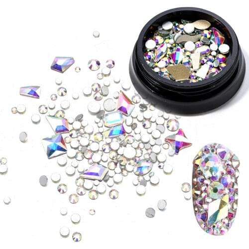 1 Box Colorful Polish Mixed Shape Hollow Alloy Rhinestones Nail Glitter Design Decorations for 3D Nail Arts Manicure Accessories