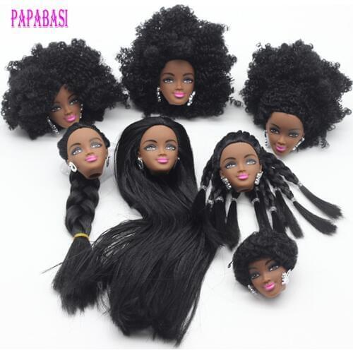 1Pcs Black Doll Hair Head For 1/6 Barbies Dolls as for FR Dolls Black Explosion Hairstyle Best DIY Gift For Girls' Doll