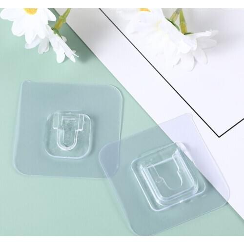 10pair Transparent Seamless Anti-slip Wall Hooks Heavy Duty Double-Sided Self Adhesive Hooks for Bathroom Kitchen Door