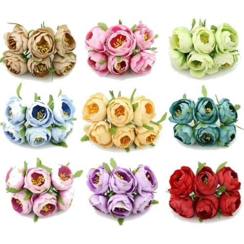 36PCS 5cm Big Artificial camellia cloth flowers Bouquet silk stamen flower for wedding DIY wreath decoration