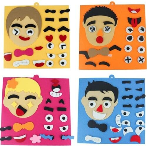 4pcs/Set Kids Toy DIY Emotion Change Puzzle Facial Expression Learning Toys for Children Recognition Training Educational Toys