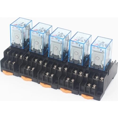 5set MY3 HH53P MY3NJ Micro Mini Coil Power Relay 11pin 3NO 3NC LED Lamp 5A AC 110V 220V DC 12V 24V with Socket