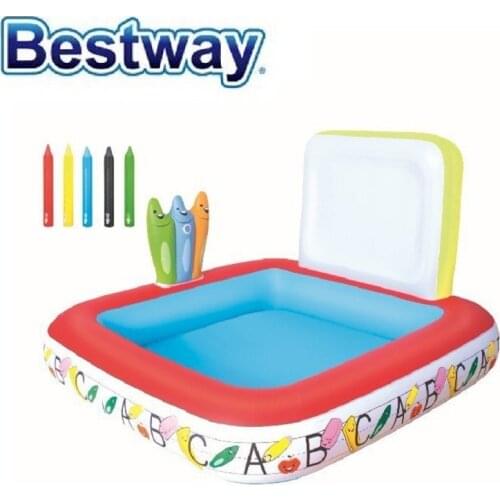 52184 Bestway 1.32mx1.32mx81cm Learn & Draw School Pool 52"x52"x32" Painting Entertainment Inflatable Pool For Baby