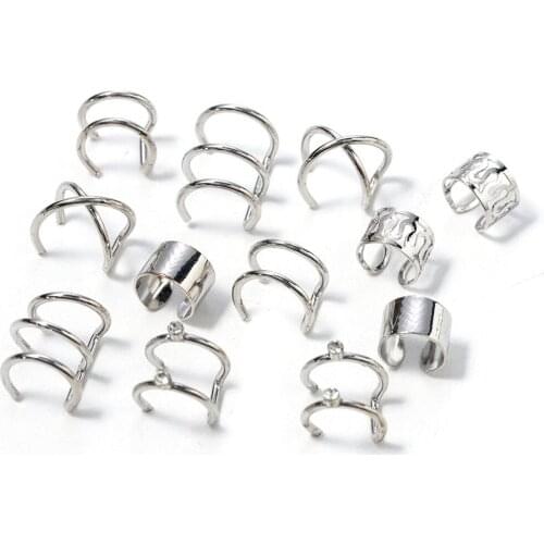 6Pcs/Set Fashion Ear Clip Gold Color Leaf Ear Cuff Clip Earrings for Women Punk Earcuff No Piercing Fake Cartilage Earrings Gift