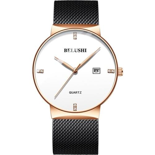 BELUSHI Quartz Watch for Men Clock Mens Watches Top Brand Luxury Man Watch Diamond Scale Business Wrist Watch Male Reloj Hombre