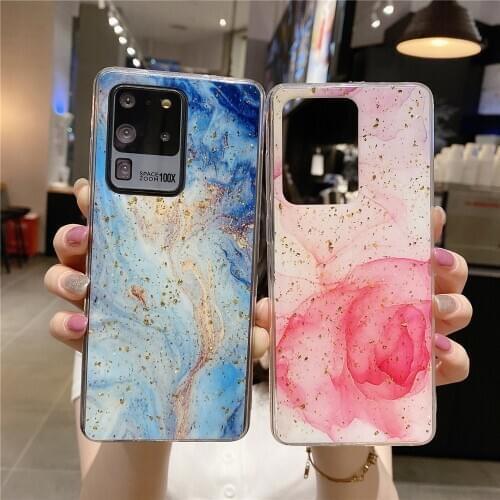 Gradient Marble Glitter Phone Case For Samsung Galaxy A51 A71 Note 20 Ultra A50 A70 A30S A40 S10 S20 Plus Note 10 S20 FE Cover