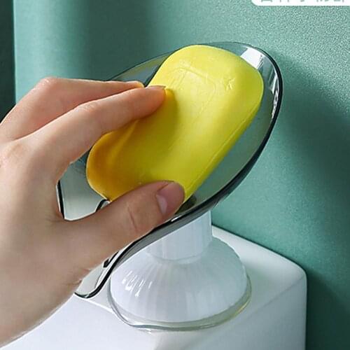 Soap Box Rotating Double Layer Plastic Leaf Suction Cup Draining Case Holder for Bathroom Kitchen Sponge Brush Holder
