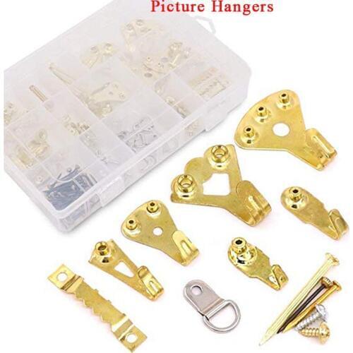 Picture Hangers 140-Pcs Professional Picture Duty Frame Photo Hanging Assortment Kit Holds 5-100lbs Wall Mounting Reduce d