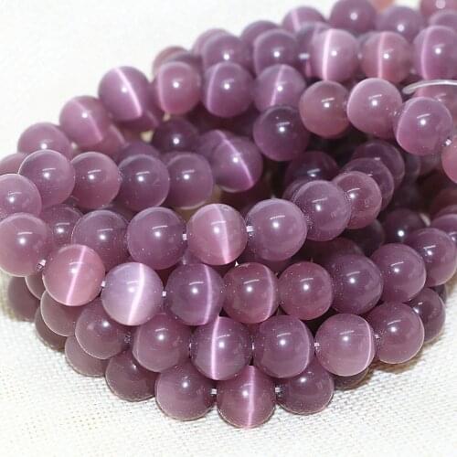 Hot sale purple Mexican opal smooth round cats eye 4,6,8,10,12mm stone spacer diy jewelry making loose beads 14inch B1587