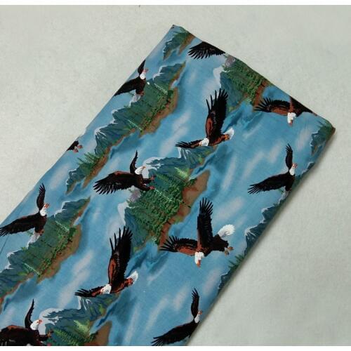 Pretty Flying Eagle Mountain Tree Printed Cotton Fabric 50x105cm Animal Fabric Patchwork for Cloth Dress Party Home Decoration
