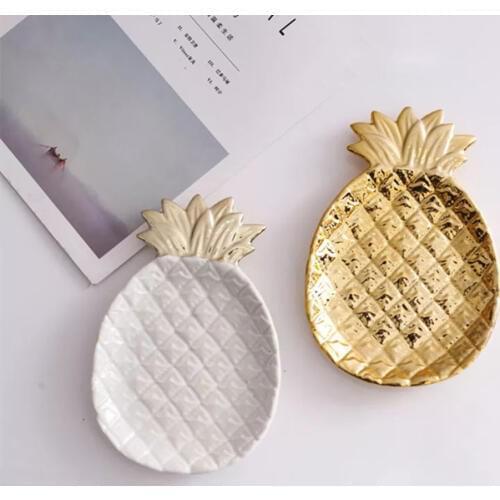 Homies Nordic golden pineapple storage plate jewelry storage plate restaurant fruit dessert plate creative home decoration