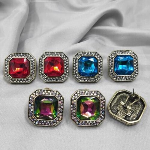 And American Earrings temperament line red glass full diamond nightclub marked high-end HD Earrings female Earrings D94