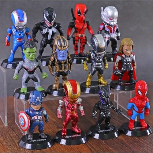 Marvel Avengers Iron Man Deadpool Venom Spiderman Thor Hulk Thanos Ant Man PVC Model Figure Toys 12pcs/set