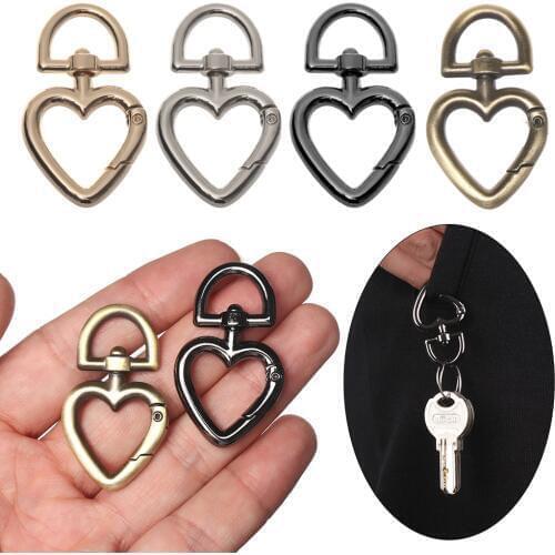 1PC Heart Buckles Clips Carabiner for DIY Bags Metal Plated Gate Spring Rings Purses Handbags Push Trigger Snap Hooks Carabiner
