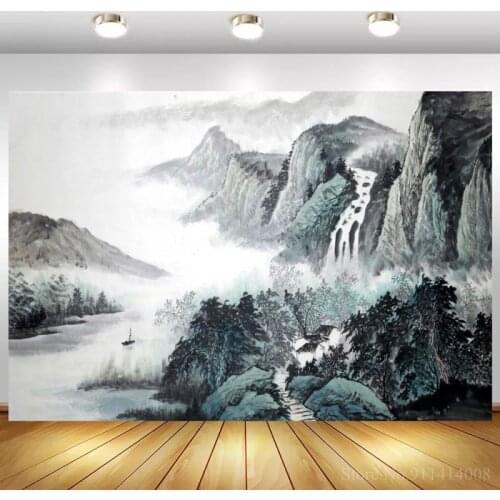 Chinese Landscape Painting Home Decor Backdrop Vinyl Poster Family Party Art Room Photography Background