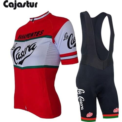Red cycling jersey set la casera bahamontes short sleeve cycling tops women bib pants mtb ropa ciclismo bike wear clothing