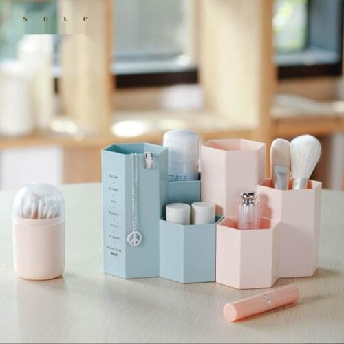 Creative Hexagonal Splicing Pen Holder Made of PP Material for Students To Learn Stationery and Cosmetics Storage Box
